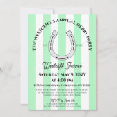 エレガントなダービーパーティー ミント カバナ ストライプ 馬蹄 招待状 (正面)