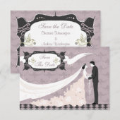 エレガントなダoves、 新婦 & 新郎 結婚式のお知らせ セーブザデート (正面/裏面)