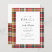 エレガントなチェック柄のラスティックな結婚式前祝いの招待状 (正面/裏面)