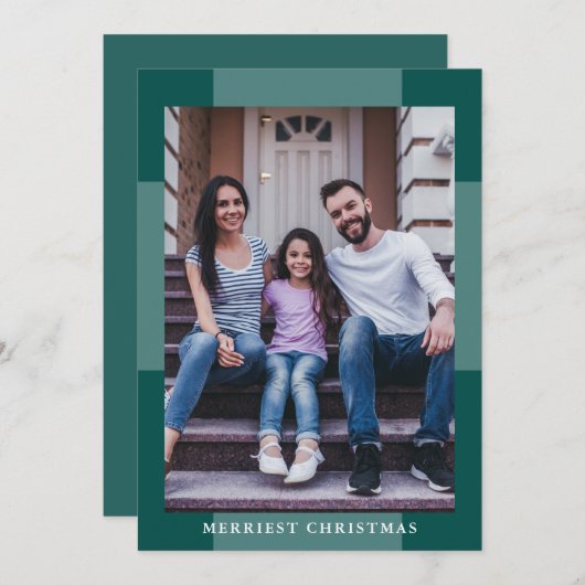 エレガントなチェック柄の最も楽しいクリスマスの写真 シーズンカード (正面/裏面)