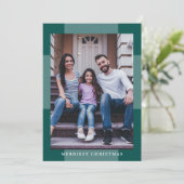 エレガントなチェック柄の最も楽しいクリスマスの写真 シーズンカード (スタンド正面)