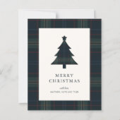 エレガントなチェック柄の格安クリスマスカード (正面)