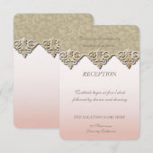エレガントなチックなダマスク柄の結婚式の披露宴 招待状 (正面/裏面)