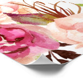 エレガントなチックなバラ色の花の結婚式写真プロップ ポスター (角)