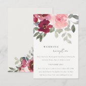エレガントなチックなバーガンディローズのフラワーレセプション エンクロージャーカード (正面/裏面)