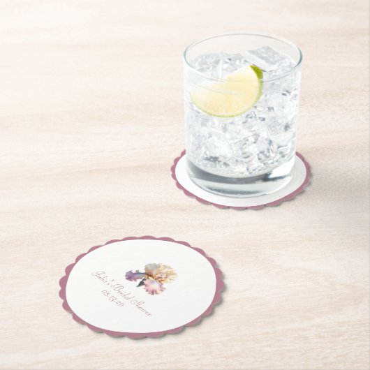 エレガントなチックな花柄のブッシュピンクの花のウェディングシャワー ペーパーコースター (インサイチュ)