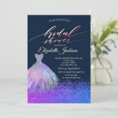 エレガントなチックダイヤモンドのドレス  ブライダルシャワー 招待状 (スタンド正面)