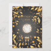 エレガントなチャコールグレーとゴールドのニューイヤーイブカウントダウン 招待状 (正面)