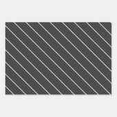 エレガントなチャコールグレーとホワイトのピンストライプ模様 ラッピングペーパーシート (正面3)