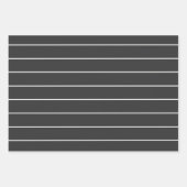 エレガントなチャコールグレーとホワイトのピンストライプ模様 ラッピングペーパーシート (正面2)