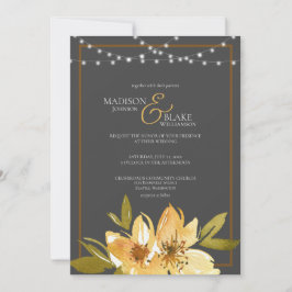 エレガントなチャコールグレー、イエロー、銅のウェディング 招待状
