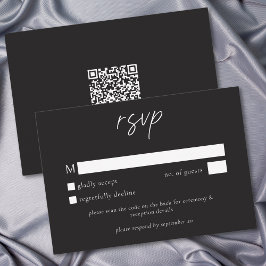 エレガントなチャコールブラックのミニマリスト結婚式QR 出欠カード