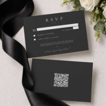 エレガントなチャコールブラックのミニマリスト結婚式QR RSVP