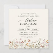 エレガントなチャリティーランチ 水彩のワイルドフラワー 招待状 (正面)