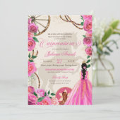 エレガントなチャロピンクのローズウェスタンランチのキンセアニエラ 招待状 (スタンド正面)