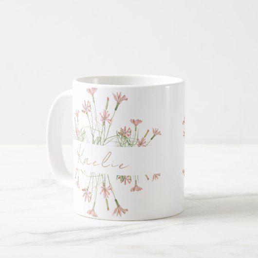 エレガントなチャーム ワイルド フラワー ウェディング コーヒーマグカップ (正面左)