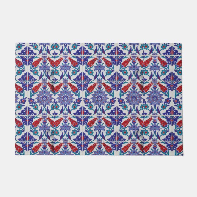 エレガントなチューリップとローズの花の写真撮影 ドアマット (正面)