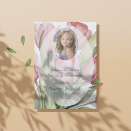 エレガントなチューリップの初聖体拝領 招待状