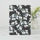 エレガントなチューリップの花模様 黒背景 招待状 (スタンド正面)