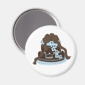 エレガントなチョコレートとブルーのケーキ マグネット (正面/裏面)