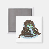 エレガントなチョコレートとブルーのケーキ マグネット (正面/裏面)