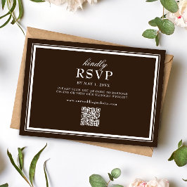 エレガントなチョコレートブラウンの結婚式QRコード 出欠カード