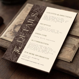 エレガントなチョコレートモカの結婚式詳細カード エンクロージャーカード