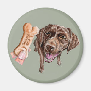 エレガントなチョコレート実験室犬の水彩画の絵画 マグネット