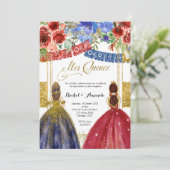 エレガントなツインのキンセアニエラ招待状 花柄 ゴールド 招待状 (スタンド正面)