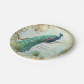 エレガントなツリーブランチの魅力的でフェイクな金ぱくの孔雀 ペーパープレート (アングル)