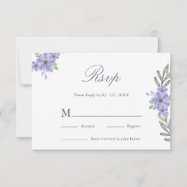 エレガントなツルニチニチソウの花のミニマリスト結婚式RSVP 出欠カード