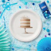 エレガントなティアードホワイトフラワーケーキ ブライダルシャワー ペーパープレート (パーティー)