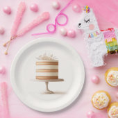 エレガントなティアードホワイトフラワーケーキ ブライダルシャワー ペーパープレート (パーティー)