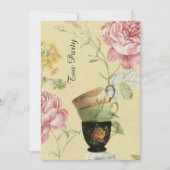 エレガントなティーカップの春のヴィンテージのお茶会 招待状 (正面)