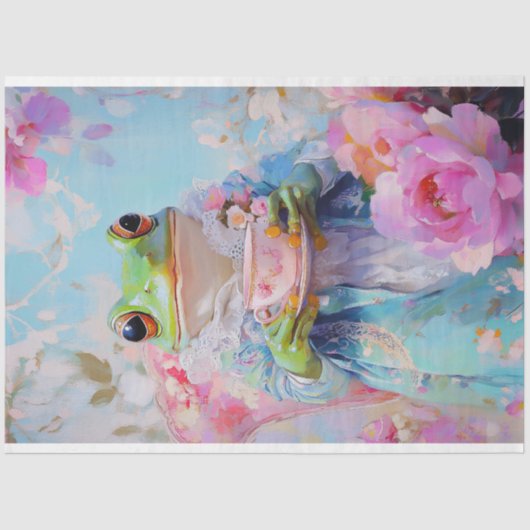 エレガントなティータイムのカエルアート マザーズデイ ギフト 薄葉紙 (正面)