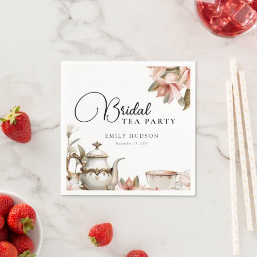 エレガントなティーパーティーのウェディングシャワー スタンダードカクテルナプキン (インサイチュ)