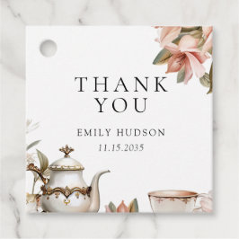 エレガントなティーパーティーのブライダルシャワー フェイバータグ