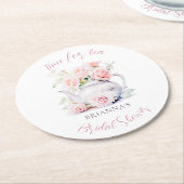 エレガントなティーパーティーのブライダルシャワー ラウンドペーパーコースター (アングル)