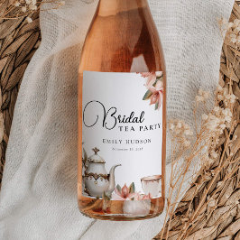 エレガントなティーパーティーのブライダルシャワー ワインラベル