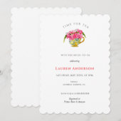 エレガントなティーパーティー ブライダルシャワー 招待状 (正面/裏面)