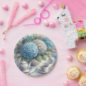 エレガントなティーパーティー 青いハイドランジア 紙皿 (パーティー)