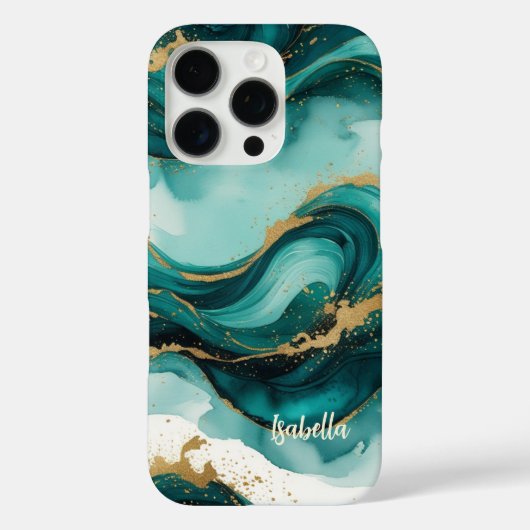 エレガントなティールゴールドの水彩ケース Case-Mate iPhoneケース (裏面)