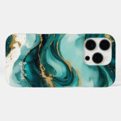 エレガントなティールゴールドの水彩ケース Case-Mate iPhoneケース (裏面 (横))