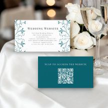 エレガントなティールフラワーの結婚式ウェブサイト同封カード