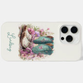 エレガントなティールブーツと花のモノグラム Case-Mate iPhoneケース (裏面 (横))