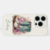 エレガントなティールブーツと花のモノグラム Case-Mate iPhoneケース (裏面 (横))