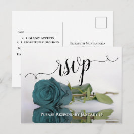エレガントなティールローズの結婚式RSVP ポストカード