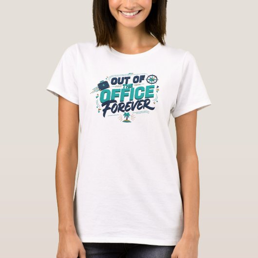 エレガントなティール色の不在連絡ステートメントデザイン Tシャツ (正面)