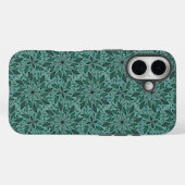 エレガントなティール色の花柄と葉の曼荼羅 Case-Mate iPhoneケース (裏面 (横))