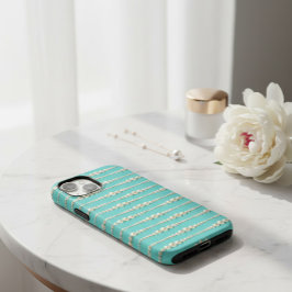 エレガントなティール&パールネックレスiPhoneケース Case-Mate iPhone 14ケース
